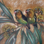 Gaston SUISSE (1896-1988) - Couple d'inséparables dans les eucalyptus en fleurs